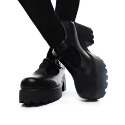 KOI footwear Black Chunky Platform Mary Jane Shoes<Women'S Black Mary Janes