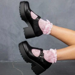 KOI footwear Black Chunky Platform Mary Jane Shoes<Women'S Black Mary Janes