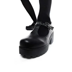 KOI footwear Black Chunky Platform Mary Jane Shoes<Women'S Black Mary Janes