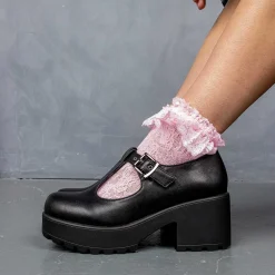KOI footwear Black Chunky Platform Mary Jane Shoes<Women'S Black Mary Janes