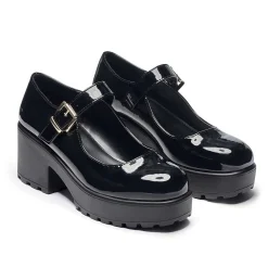 KOI footwear Black Chunky Platform Mary Jane Shoes<Women'S Heeled Mary Janes