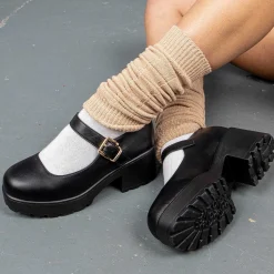 KOI footwear Black Chunky Platform Mary Jane Shoes<Women'S Heeled Mary Janes