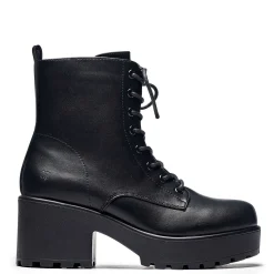 KOI footwear Black Leather Chunky Platform Military Boots In Size 10<Women'S Platform Boots