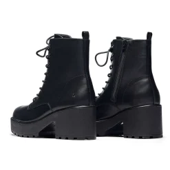 KOI footwear Black Leather Chunky Platform Military Boots In Size 10<Women'S Platform Boots