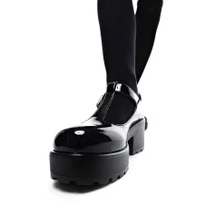 KOI footwear Black Patent Chunky Platform Mary Jane Shoes<Women'S Black Mary Janes