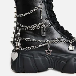 KOI footwear Boned Catch Black Mystic Charm Boots<Women'S Chunky Boots