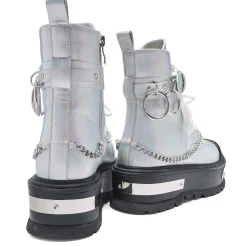 KOI footwear Borin Hardware Platform Boots - Silver Hologram<Women'S Ankle Boots