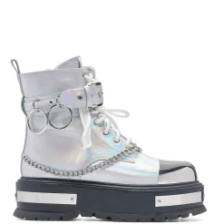 KOI footwear Borin Hardware Platform Boots - Silver Hologram<Women'S Platform Boots