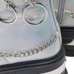 KOI footwear Borin Hardware Platform Boots - Silver Hologram<Women'S Platform Boots