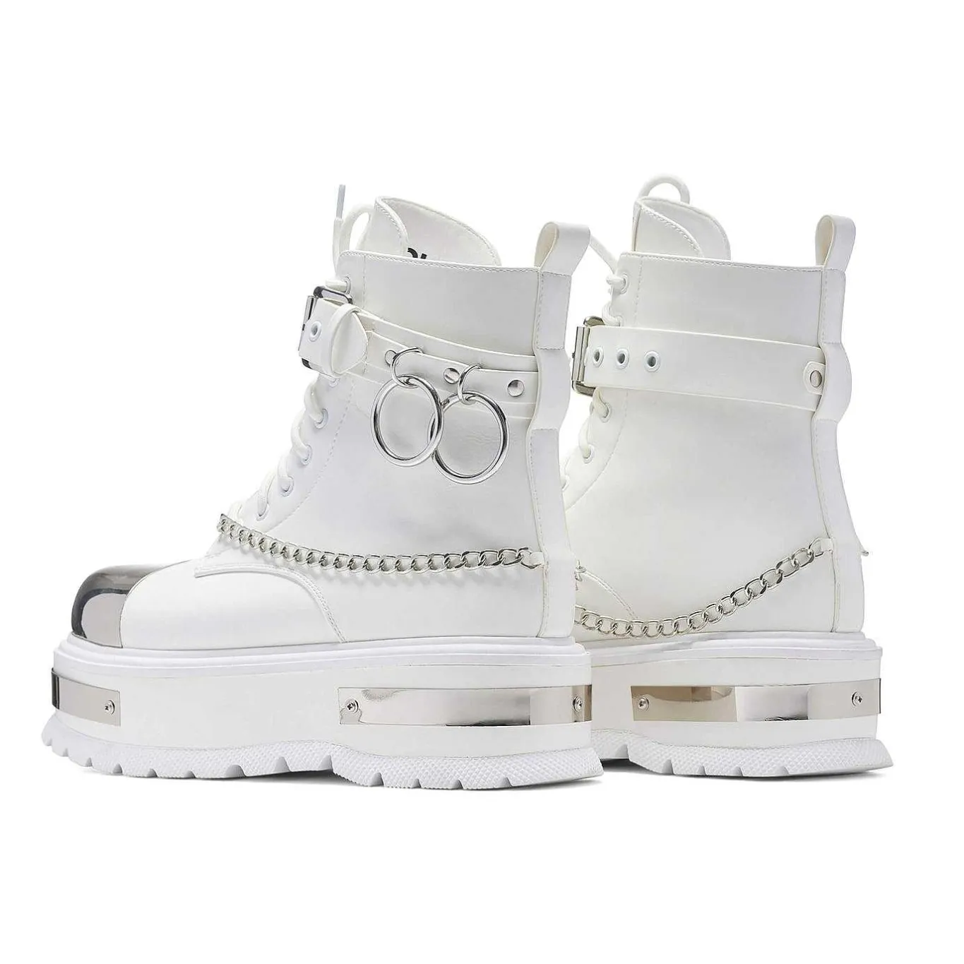 KOI footwear Borin Hardware Platform Boots - White<Women'S Chunky Boots