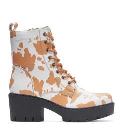 KOI footwear Clarabelle Brown Cow Print Switch Lace Up Boots<Women'S Ankle Boots