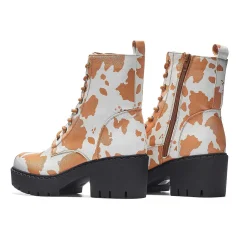 KOI footwear Clarabelle Brown Cow Print Switch Lace Up Boots<Women'S Ankle Boots