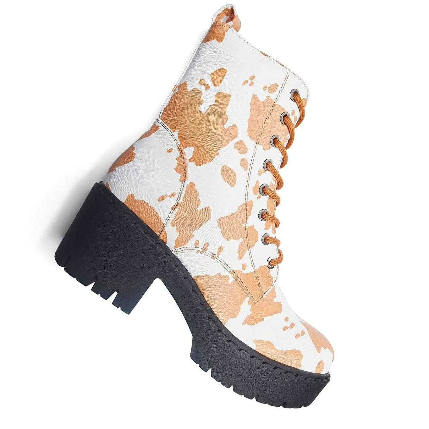 KOI footwear Clarabelle Brown Cow Print Switch Lace Up Boots<Women'S Ankle Boots