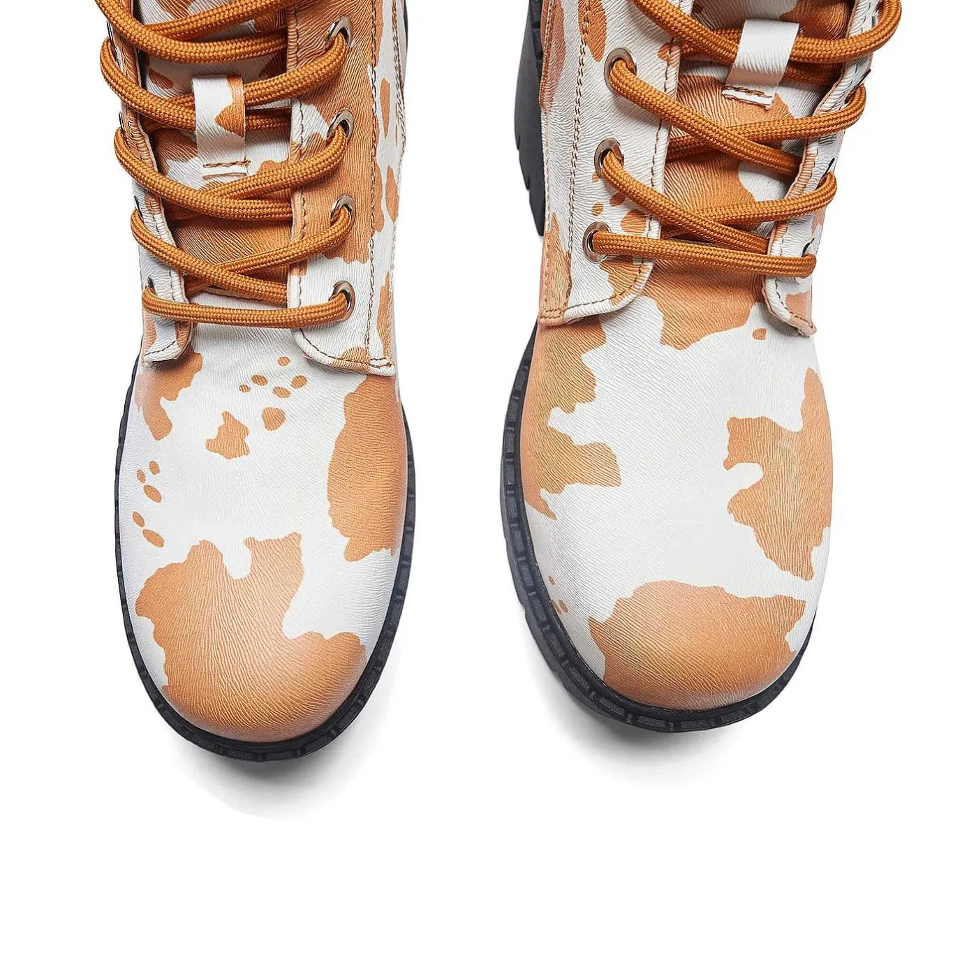 KOI footwear Clarabelle Brown Cow Print Switch Lace Up Boots<Women'S Ankle Boots