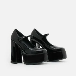 KOI footwear Darkbloom Black Patent Platform Heels<Women'S Platform Heels
