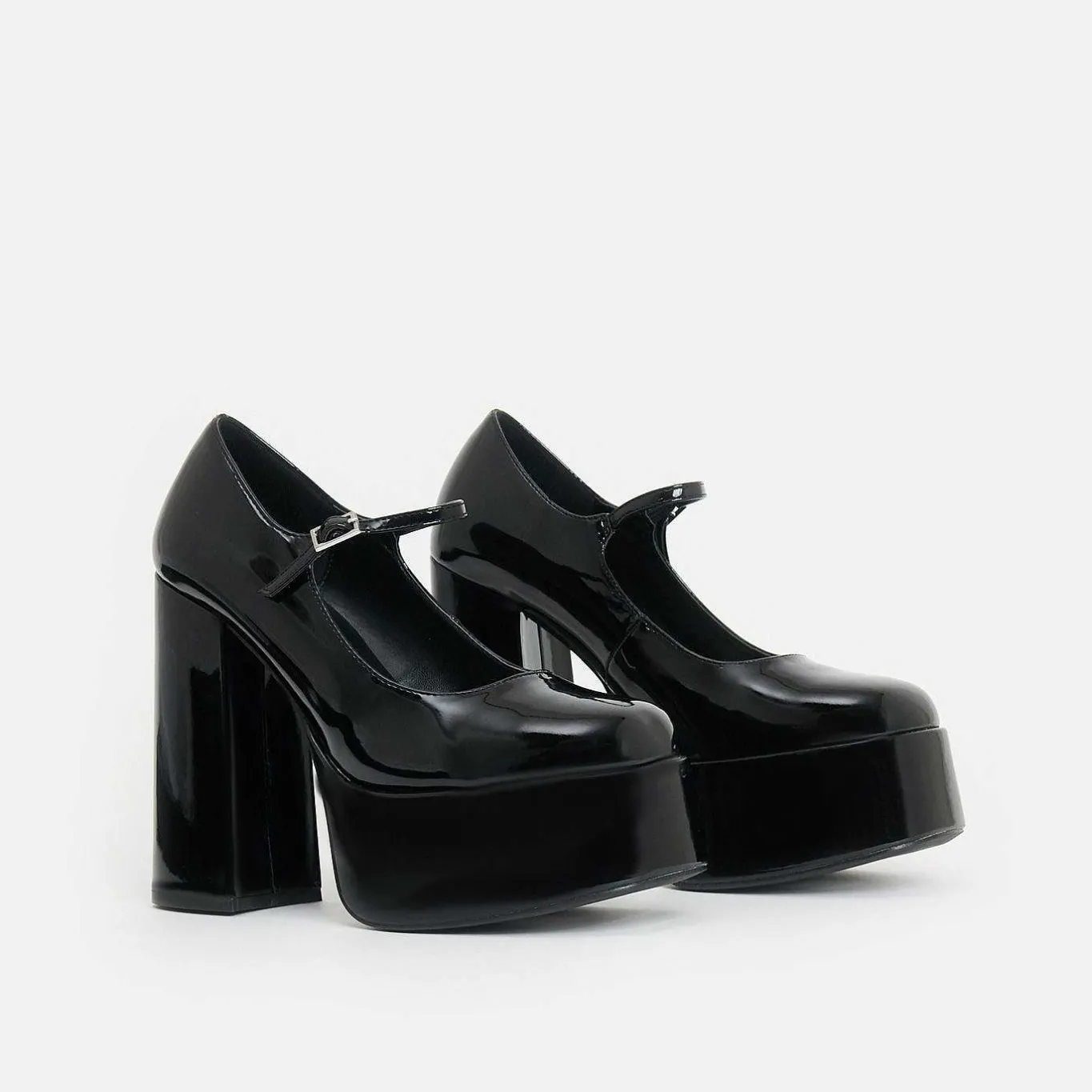 KOI footwear Darkbloom Black Patent Platform Heels<Women'S Platform Heels
