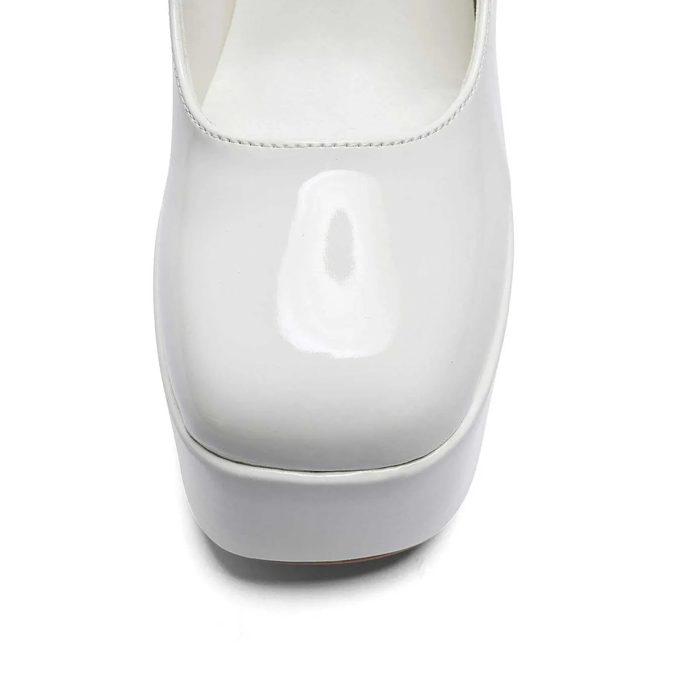 KOI footwear Darkbloom White Patent Platform Heels<Women'S Heeled Mary Janes