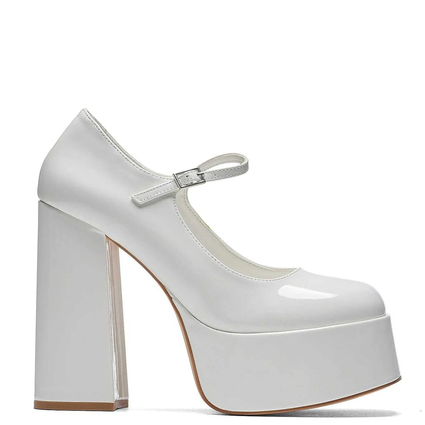 KOI footwear Darkbloom White Patent Platform Heels<Women'S Heeled Mary Janes