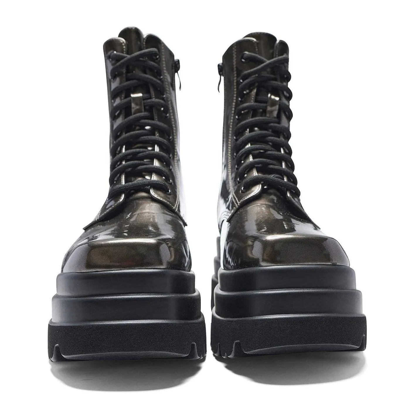 KOI footwear Deathwatch Trident Platform Boots - Static Grey<Women'S Platform Boots