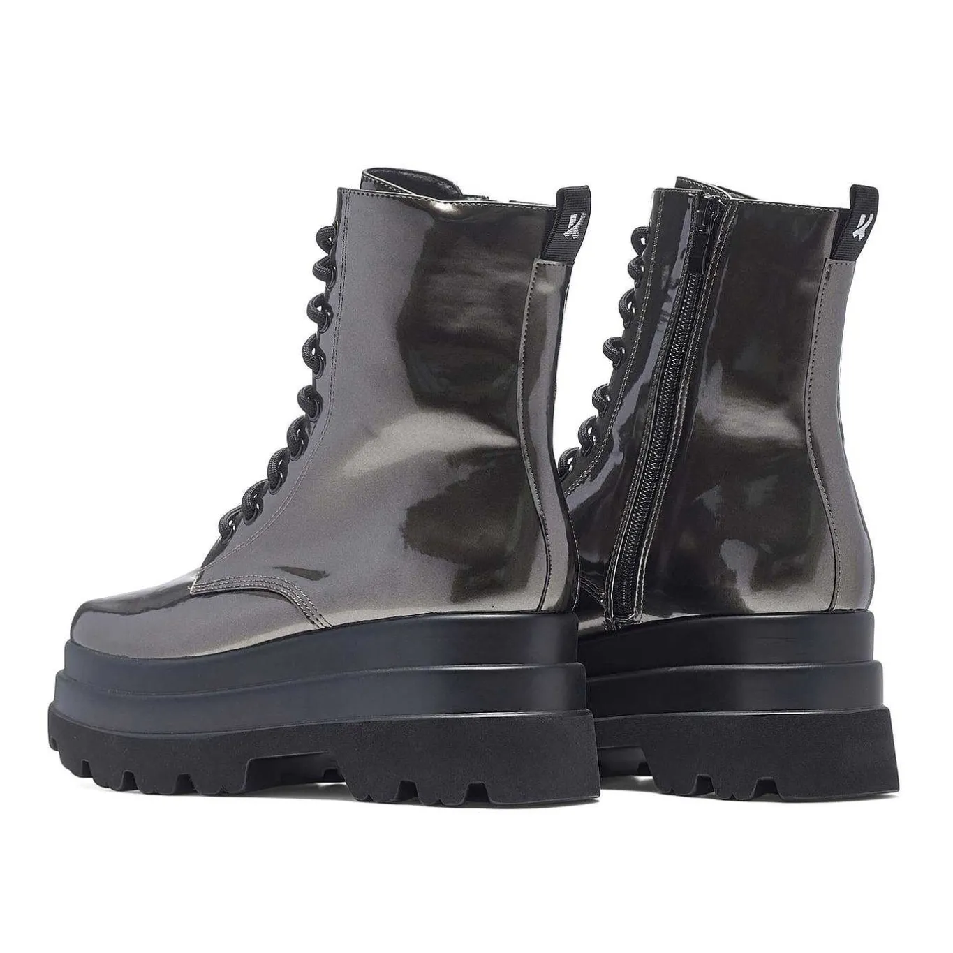 KOI footwear Deathwatch Trident Platform Boots - Static Grey<Women'S Platform Boots