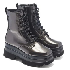 KOI footwear Deathwatch Trident Platform Boots - Static Grey<Women'S Platform Boots