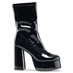 KOI footwear Delano Men'S Black Patent Platform Heeled Boots<Men'S Heeled Boots