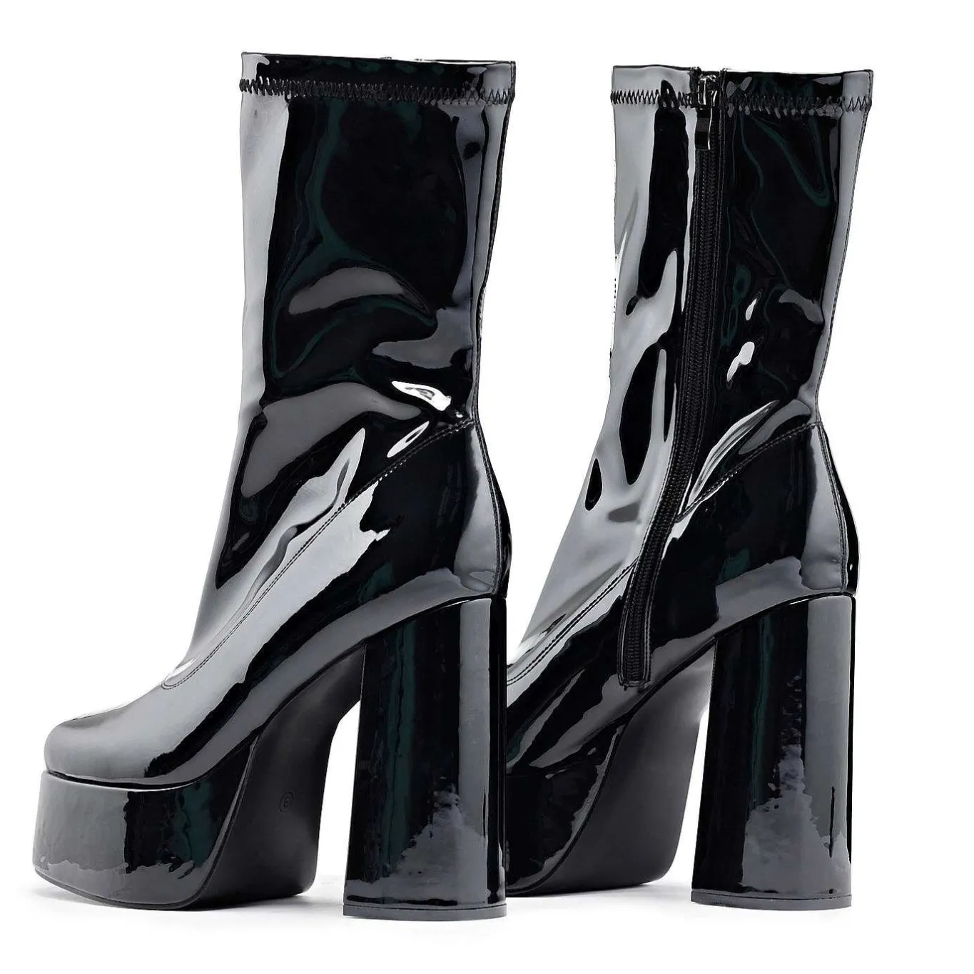 KOI footwear Delano Men'S Black Patent Platform Heeled Boots<Men'S Black Boots