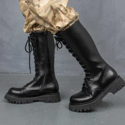 KOI footwear Deltora Black Lace Up Long Boots<Women'S Platform Boots