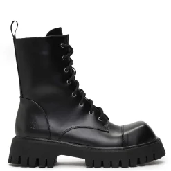 KOI footwear Gimli Men'S Black Square Toe Lace Up Boots<Men'S Black Boots