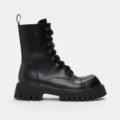 KOI footwear Gimli Men'S Black Square Toe Lace Up Boots<Men'S The Platform Boot
