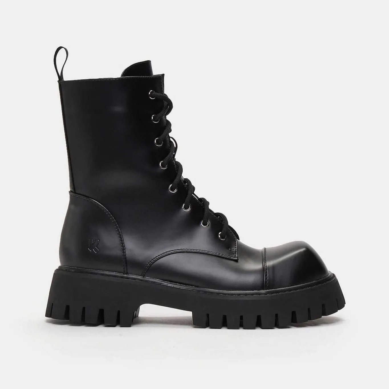 KOI footwear Gimli Men'S Black Square Toe Lace Up Boots<Men'S The Platform Boot