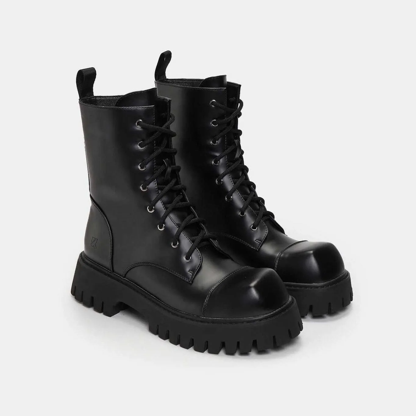 KOI footwear Gimli Men'S Black Square Toe Lace Up Boots<Men'S The Platform Boot