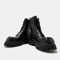 KOI footwear Gimli Men'S Black Square Toe Lace Up Boots<Men'S The Platform Boot