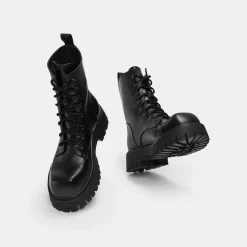 KOI footwear Gimli Men'S Black Square Toe Lace Up Boots<Men'S The Platform Boot