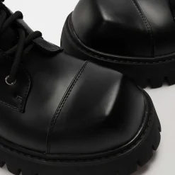 KOI footwear Gimli Men'S Black Square Toe Lace Up Boots<Men'S The Platform Boot