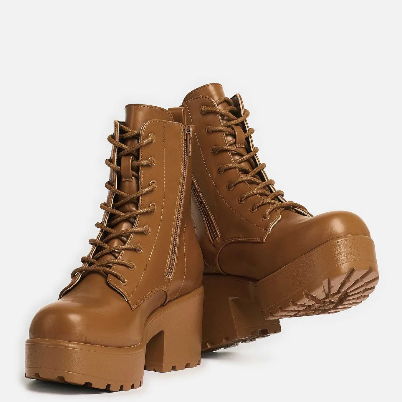 KOI footwear Gin Burnt Orange Platform Military Boots<Women'S Heeled Boots