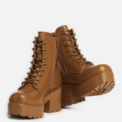 KOI footwear Gin Burnt Orange Platform Military Boots<Women'S Platform Boots