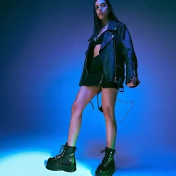 KOI footwear Hydra All Black Matrix Platform Boots<Women'S Chunky Boots