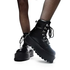 KOI footwear Hydra All Black Matrix Platform Boots<Women'S Chunky Boots