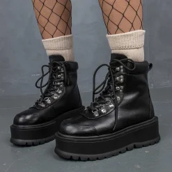 KOI footwear Hydra All Black Matrix Platform Boots<Women'S Chunky Boots