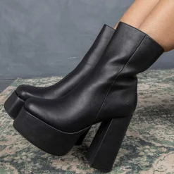 KOI footwear Lexus Black Platform Heeled Boots<Women'S Heeled Boots