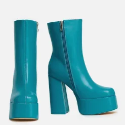 KOI footwear Lexus Steel Blue Platform Heeled Boots<Women'S Heeled Boots