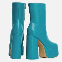 KOI footwear Lexus Steel Blue Platform Heeled Boots<Women'S Heeled Boots