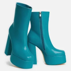 KOI footwear Lexus Steel Blue Platform Heeled Boots<Women'S Platform Boots