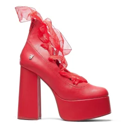 KOI footwear Playboy Infidelity Red Lace Up Heels | Playboy X Koi Collection<Women'S Platform Heels