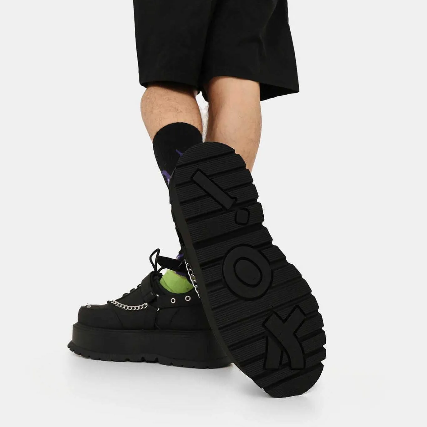 KOI footwear Retrograde Rebel Men'S Black Platform Shoes<Men'S Lace Up