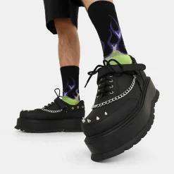 KOI footwear Retrograde Rebel Men'S Black Platform Shoes<Men'S The Lace Up Shoe