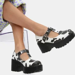 KOI footwear Sai Cow Print Mary Jane Shoes 'Nettie Edition'<Women'S Heeled Mary Janes