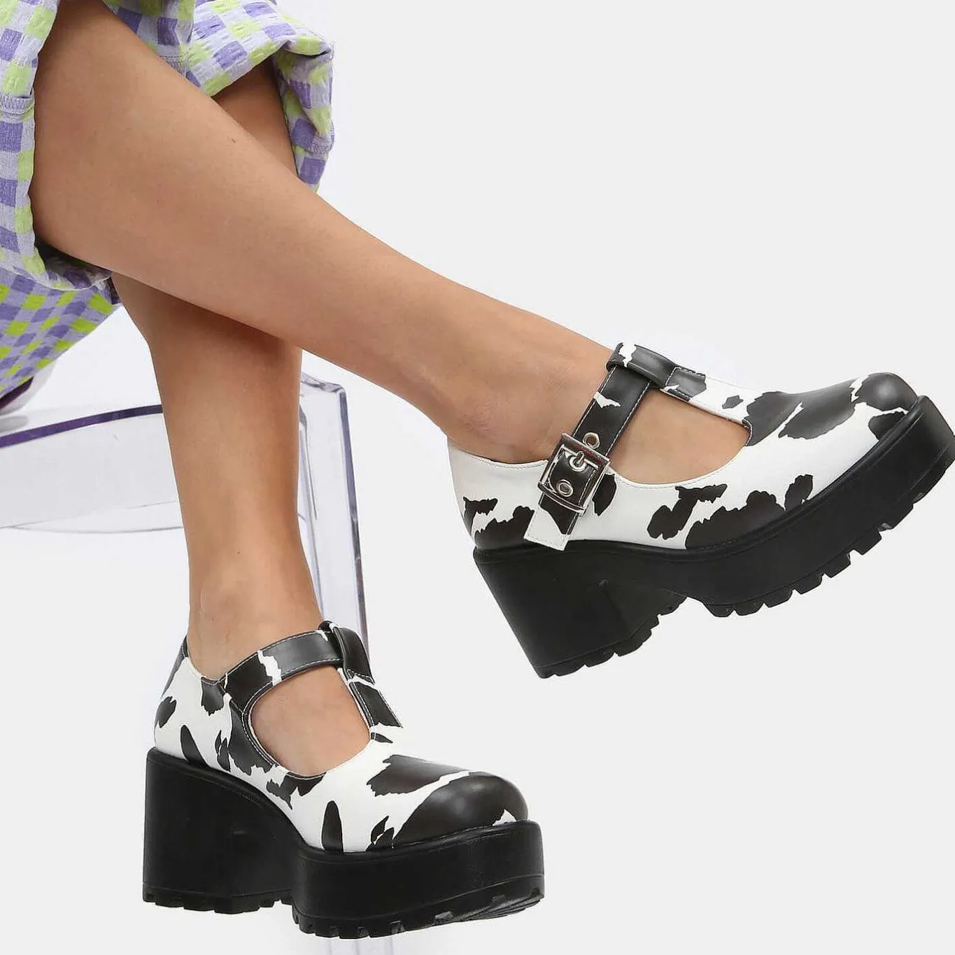 KOI footwear Sai Cow Print Mary Jane Shoes 'Nettie Edition'<Women'S Heeled Mary Janes