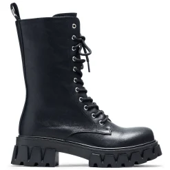 KOI footwear Siren Men'S Tall Lace Up Boots - Black<Women'S Calf Boots